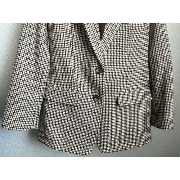 NWT! Everlane Women's 0 The Italian Wool Oversized Blazer - Camel Houndstooth - Picture 3 of 10